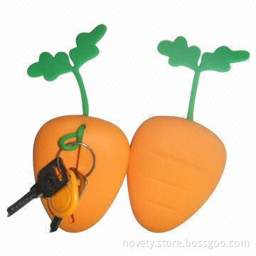 Silicone Radish Keychain Wallet, Measures 8 x 6.5 x 1cm, Can Put Coins, Keys, Accessories Inside
